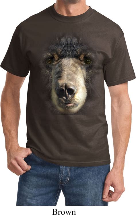 Mens Black Bear Shirt Big Black Bear Face Tee T Shirt Big Black Bear