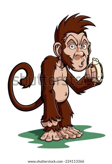 Cartoon Monkey Eating Banana Isolated On Stock Vector Royalty Free