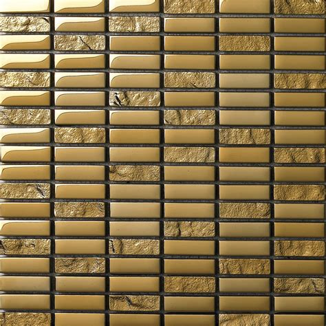 Crystal Glass Tile Brick Strip Kitchen Backsplash Tiles Gold Glass