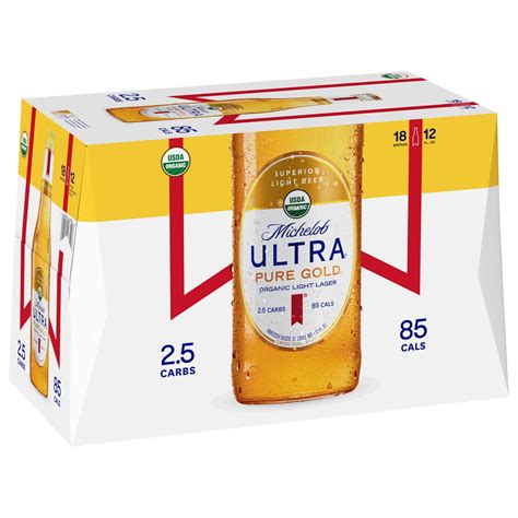 Michelob Ultra Pure Gold Organic Light Lager Beer 18 Pack 12 Fl Oz