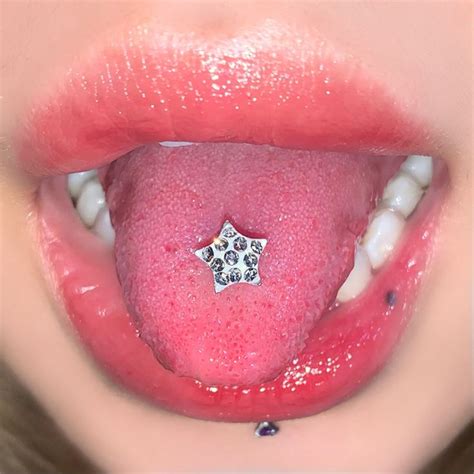 Bling Star Tongue Stud, Cute Tongue Stud, Stud Piercing, Sweet Tongue ...