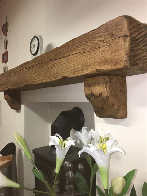 X Reclaimed Wood Beam Fireplace Mantel With Etsy Oak Fireplace