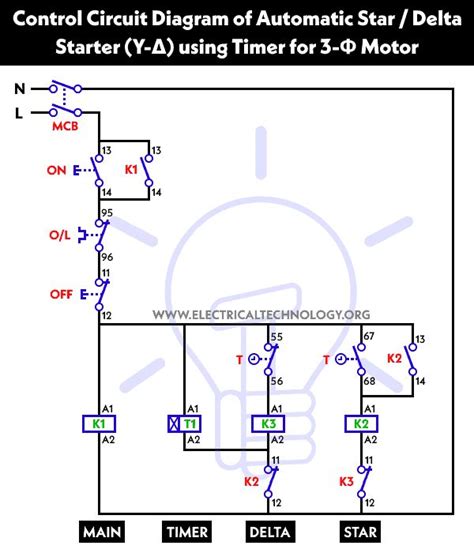 Automatic Star Delta Starter Power Control Wiring Diagram Schema