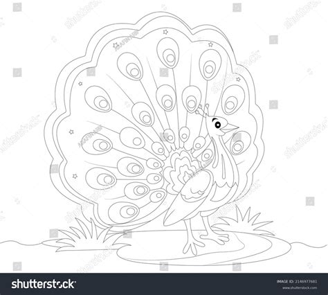 Cute Peacock Coloring Book Page Stock Vector Royalty Free 2146977681 Shutterstock