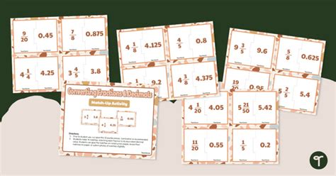 Converting Fractions And Decimals Match Up Activity Teach Starter