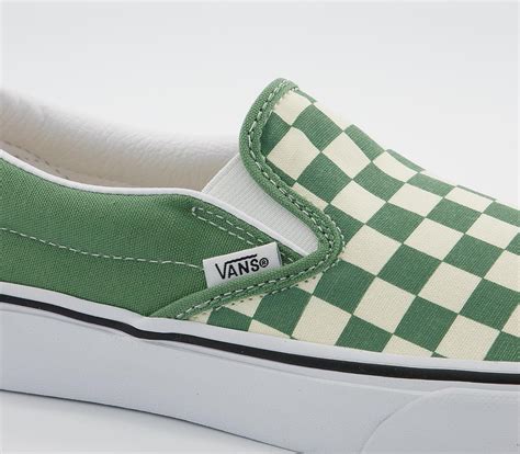 vans vans classic slip  trainers checkerboard shale green true white