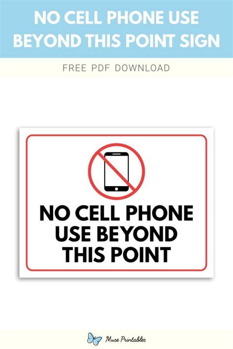 Printable No Cell Phone Use Beyond This Point Sign Template