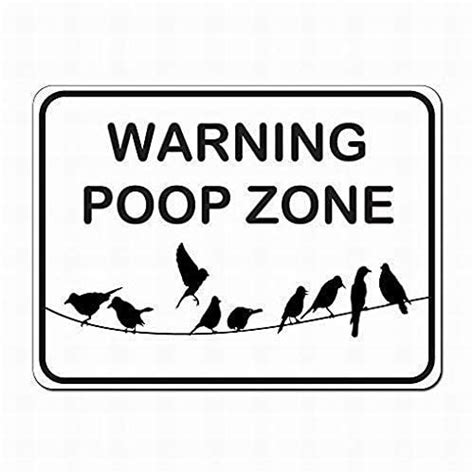 Warning Poop Zone Bird Poop Warning Sign Metal Signs Funny Aluminium