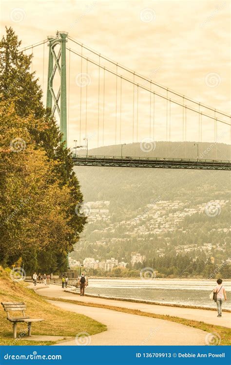 View Of Lions Gate Bridge From Stanley Park Editorial Stock Photo