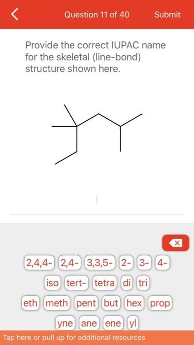 Solved Provide The Correct Iupac Name For The Skeletal Chegg