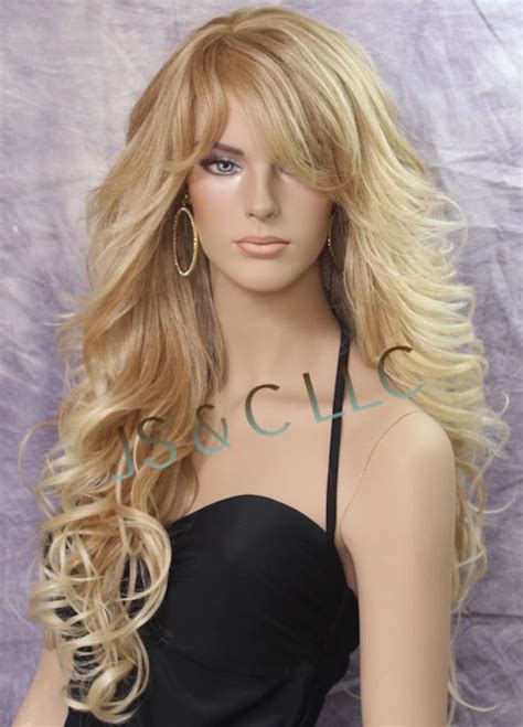 Absolutely Stunning Human Hair Blend Blonde Goddess Full Wig Etsy