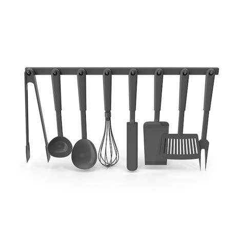 modern kitchen utensils set hanging   rack premium psd