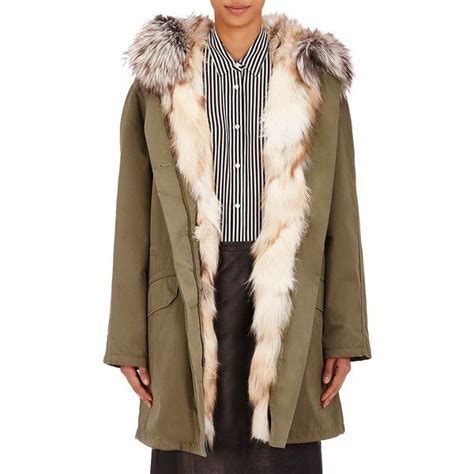 Army By Yves Salomon Womens Fur Lined Cotton Blend Twill Parka 3415 Liked On Polyvore