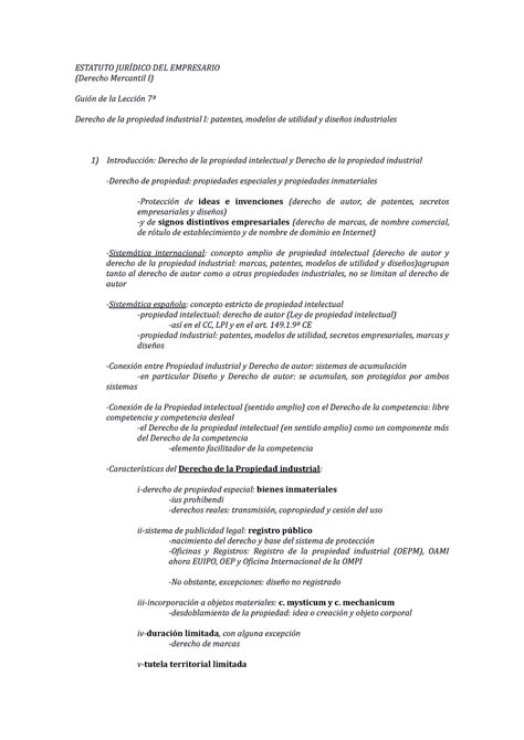 Edel E Guión Lec 7ª guión tema 7 ESTATUTO JURÍDICO DEL EMPRESARIO