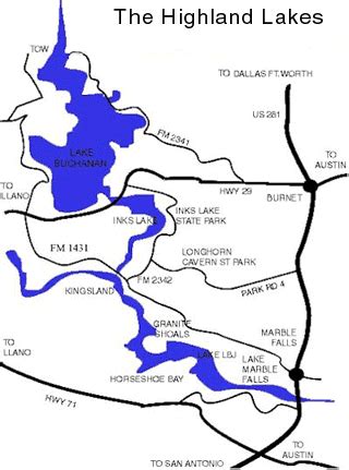 Texas Hill Country Lakes Map