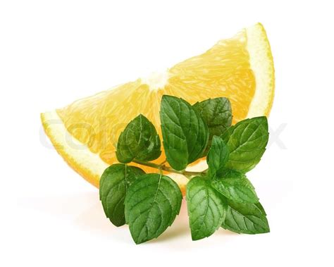 slice  orange  mint stock image colourbox