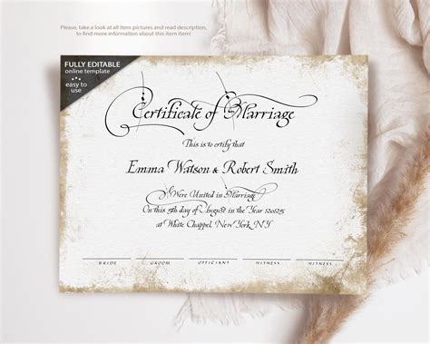 Keepsake Marriage Certificate Template