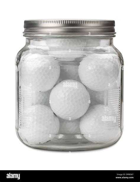 Golf Balls In A Jar Isolated On White Stock Photo Alamy