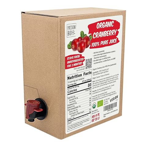 Organic Cranberry Juice Box 1014 Fl Oz 100 Pure Cranberry Juice No Added Sugar