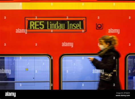 Regional Express Re To Lindau Train Sign And Passengers At Stuttgart