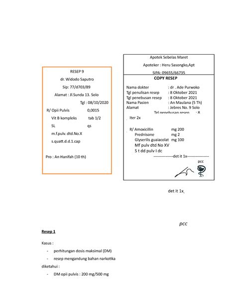 Resep 9 10 Copy Resep Nama Dokter Dr Ade Purwoko Tgl Penulisan