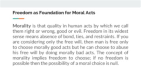 Solution Lesson 3 Freedom As Foundation For Moral Acts Ethics And