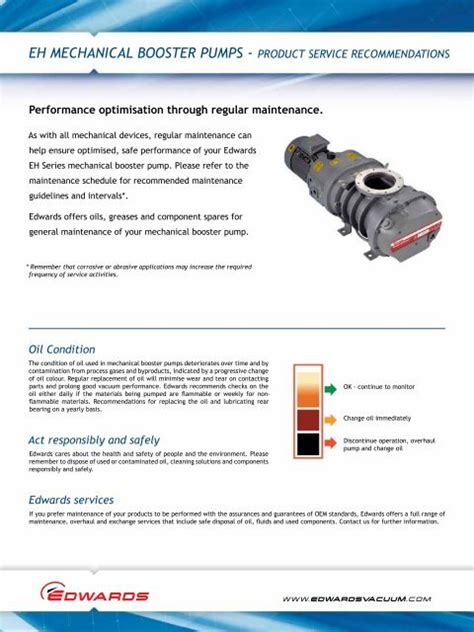 Eh Mechanical Booster Pumps Datasheet Edwards