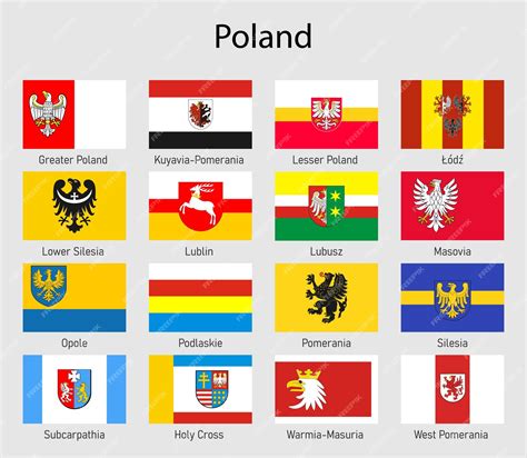 Zestaw Flagi Województw Polski Kolekcja Flag Wszystkich Regionów Polski