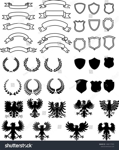 Heraldic Symbols Vector Set Heraldic Elements เวกเตอร์สต็อก ปลอดค่าลิขสิทธิ์ 1468177955