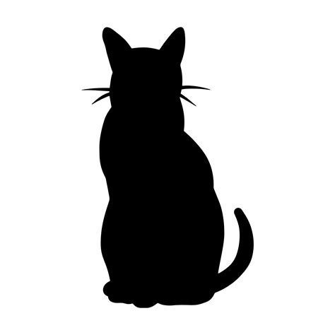 Vector Isolated Animal Silhouette Icon Simple Black Cat Shape Kitty