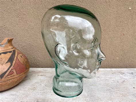 Vintage Art Glass Head Sculpture Display, Mannequin Bust, Sunglasses