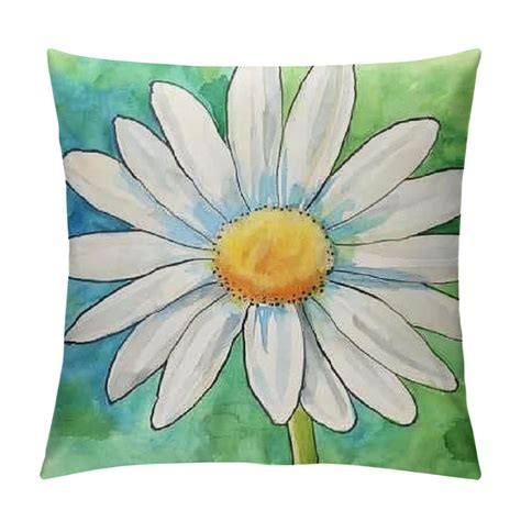 Creowell Hello Spring Pillow Covers Floral Daisy Bloom Mason Jar