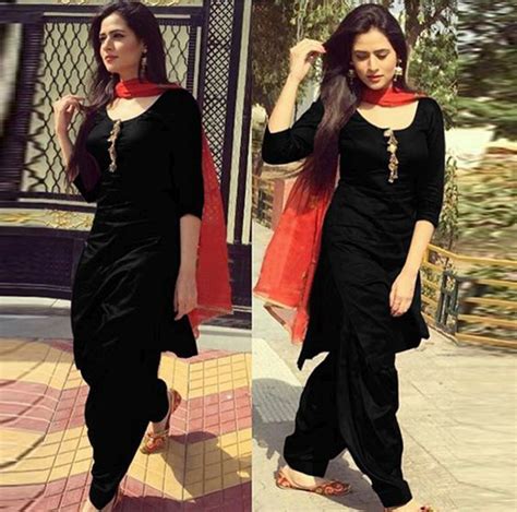 Plain Black Suit With Dupatta Wear A Plain Suit With Heavy Dupatta To