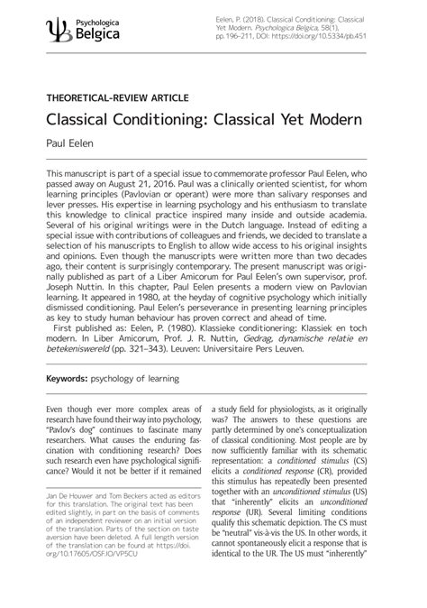 Classical Conditioning Research Paper - RodneyecLowe