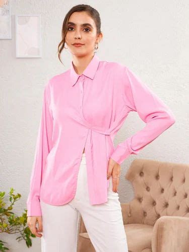 Women Pink Satin Turn Down Collar Blouse At Rs 898 00 New Delhi Id