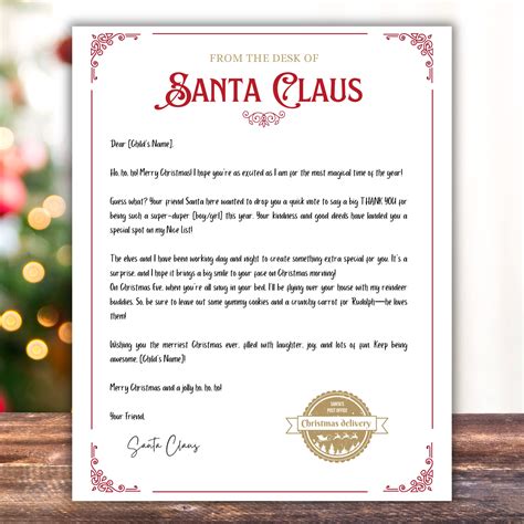 Editable Letter From Santa Printable Offical Nice List Certificate