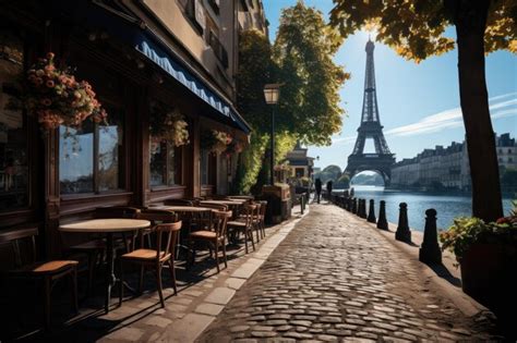 Premium Ai Image Majestic Eiffel Tower In Paris Under Blue Sky