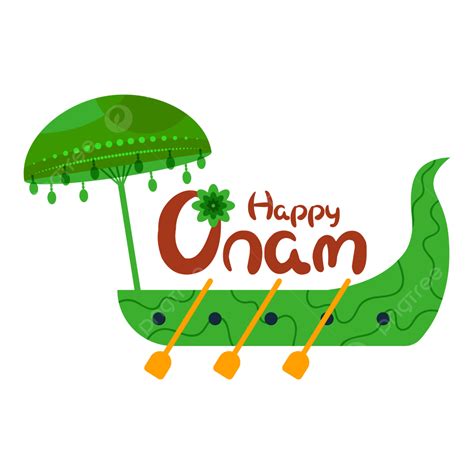 Onam Umbrella Vector Design Images Happy Onam Greeting Text Green