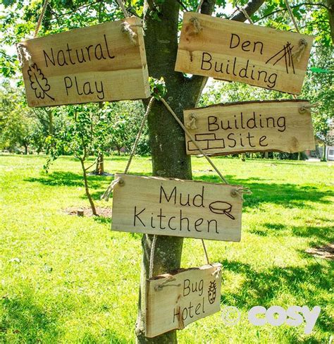 Outdoor Area Plank Signs 5pk Rustic Writing Literacy Early