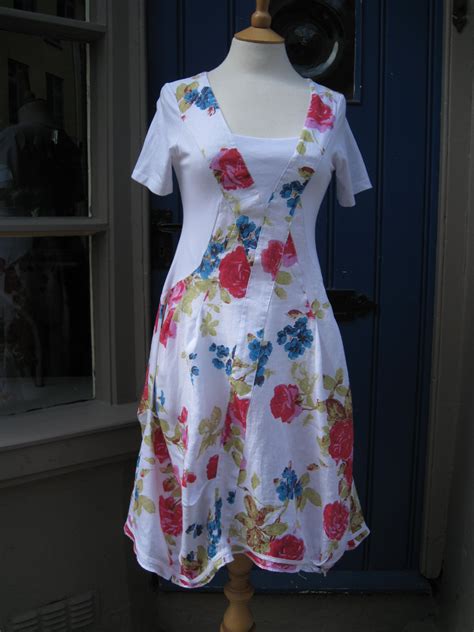 White Linen Rose Print Dress £49 Rose Print Dress Print Dress Dresses