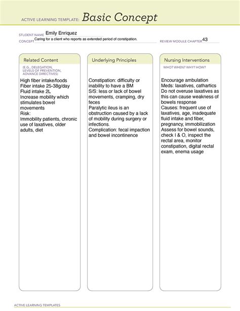 Basic Concept Constipation ACTIVE LEARNING TEMPLATES Basic Concept