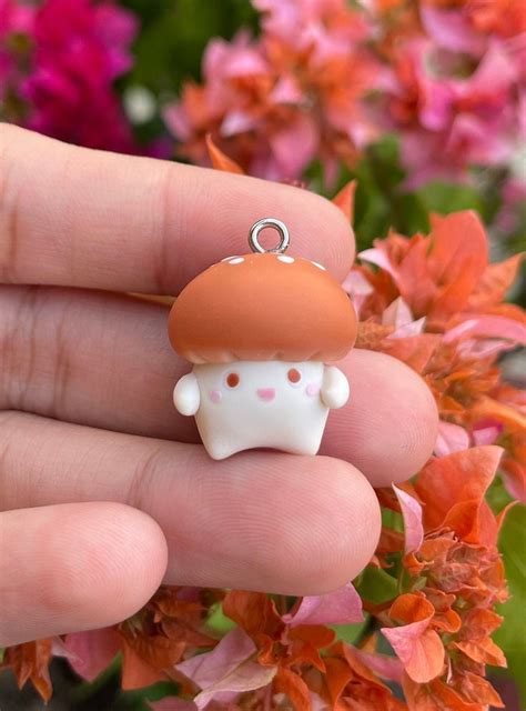 Cute Mushroom Charm Mushroom Necklace Mushroom Polymer Clay Mushroom