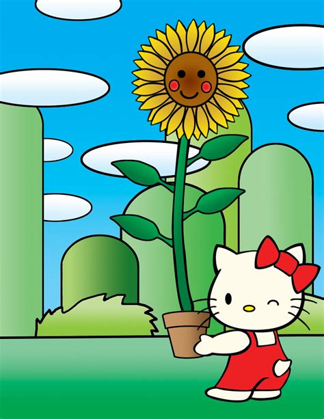 Hello Kitty Sunflower Commission By Ninjaspidey On Deviantart