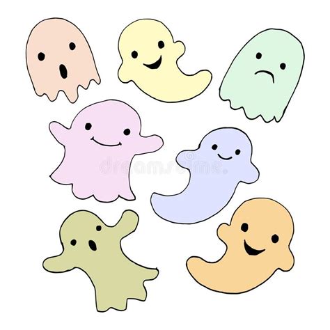 Ghosts Stickers Set Cartoon Style Stock Vector Illustration Of Phantom Drawing 227880666