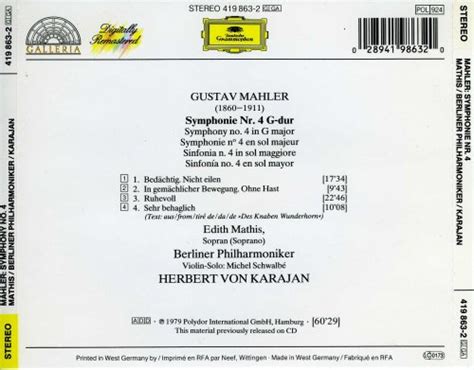 Mahler Symphony No 4 By Edith Mathis Berliner Philharmoniker Herbert