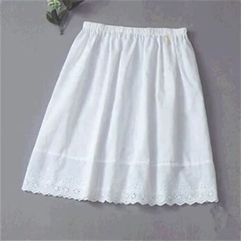 High Quality Women 100 Cotton White Solid Maxi Half Slip With Lace Plus Size Long 35 80cm Sexy