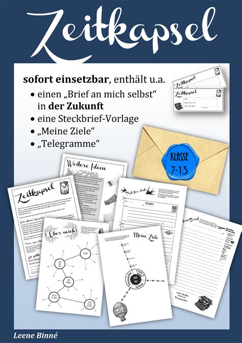 Paket Zeitkapsel Brief An Mich Selbst Meine Ziele Steckbrief Und