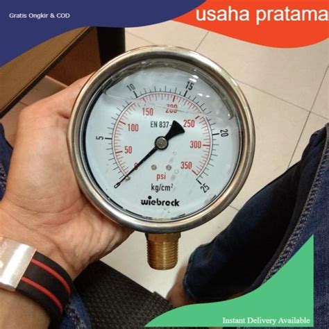 Jual Pressure Gauge Raket Stainless Kuningan 4 Inch 25 Kg Bar Wiebrock