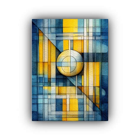 Cuadro Moderno De Pop Art En Azul Y Amarillo Con Marco Para Decorar La