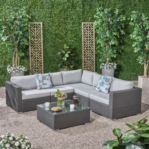 Kyra Outdoor Seater Wicker Sectional Sofa Set With Sunbrella Cushions